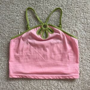 Pink and Green Crop Top
